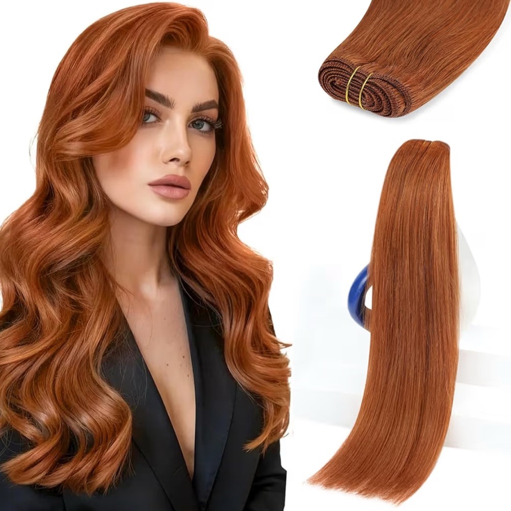 20” Copper Red Weft Human Hair Extensions 100% Human Hair Bundle